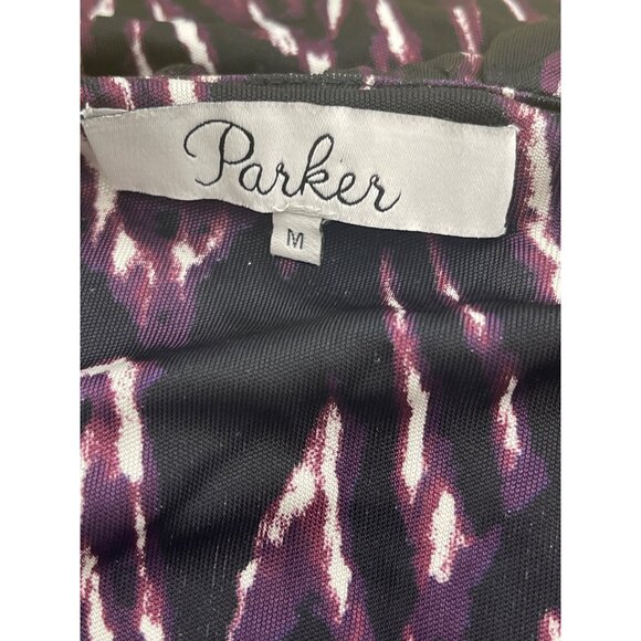 Parker Women Multicolored V Neck Batwing Sleeve Shift Dress Size M - Picture 8 of 10